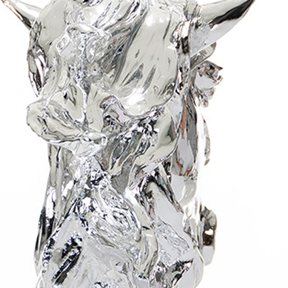 Modern Silver Horse Head Sculpture