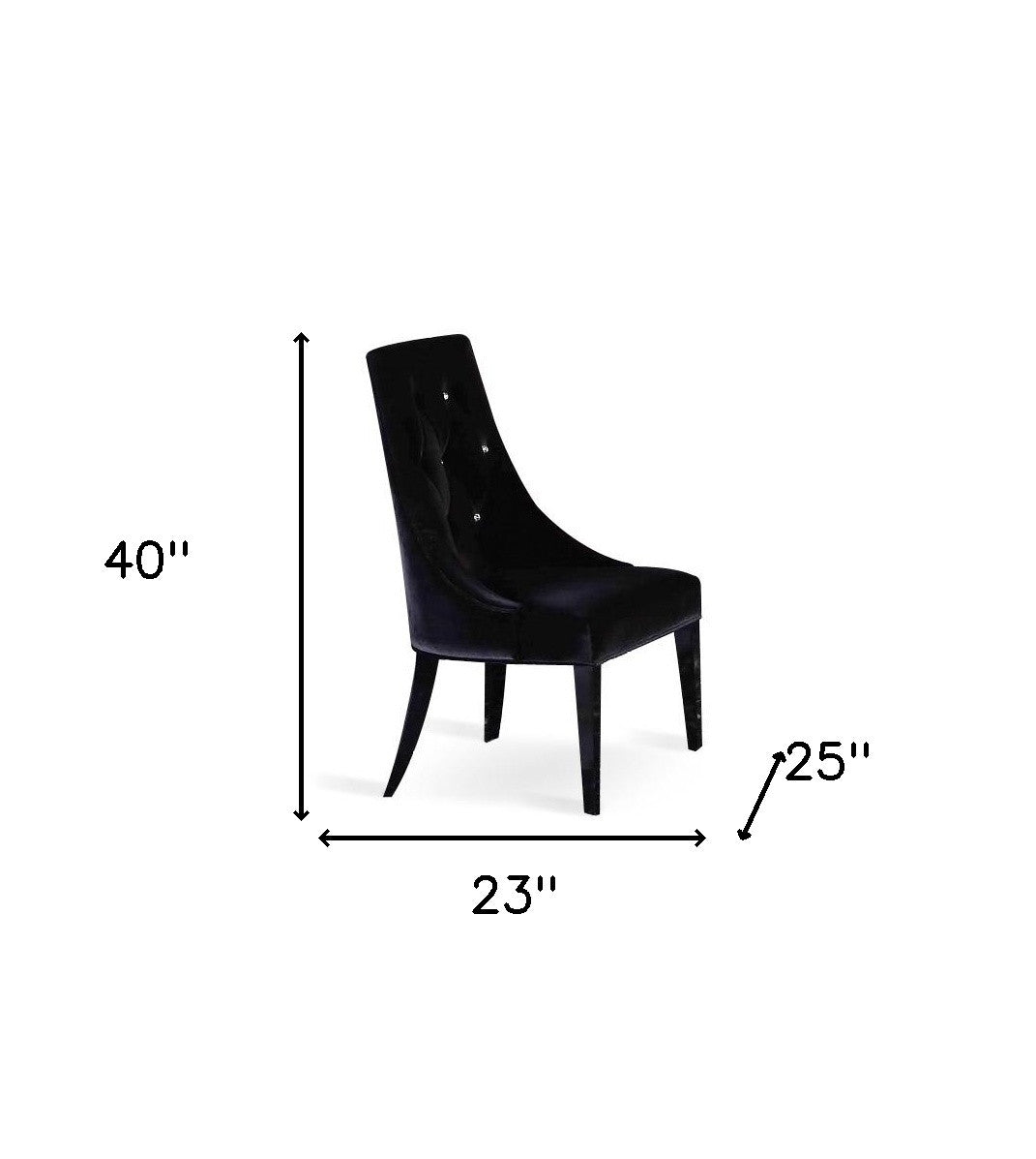 Set of Two Black Upholstered Velvet Dining Parsons Chairs