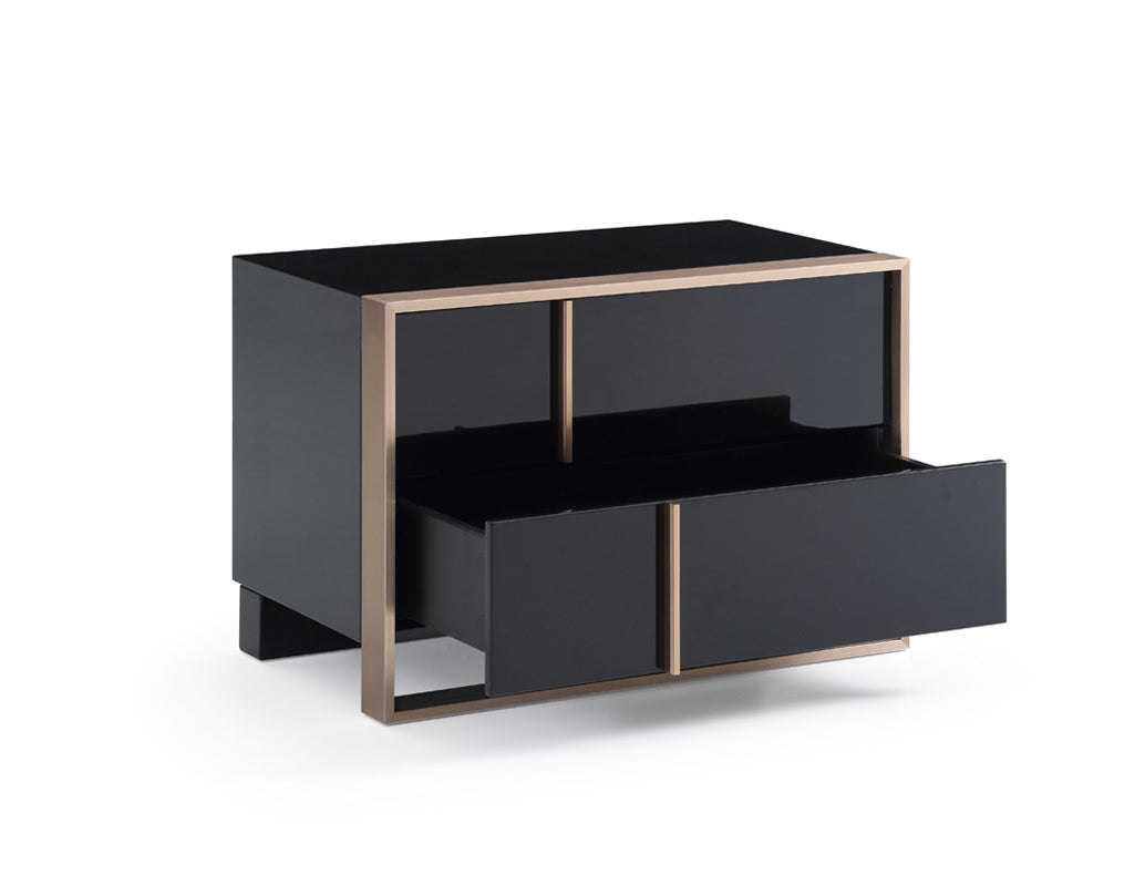 20" Black Two Drawers Nightstand