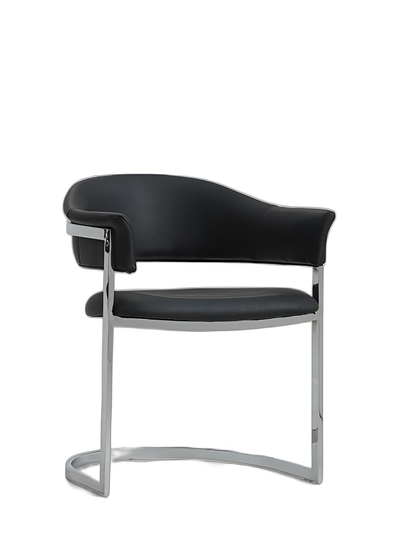 Black And Silver Upholstered Faux Leather Dining Side Chair
