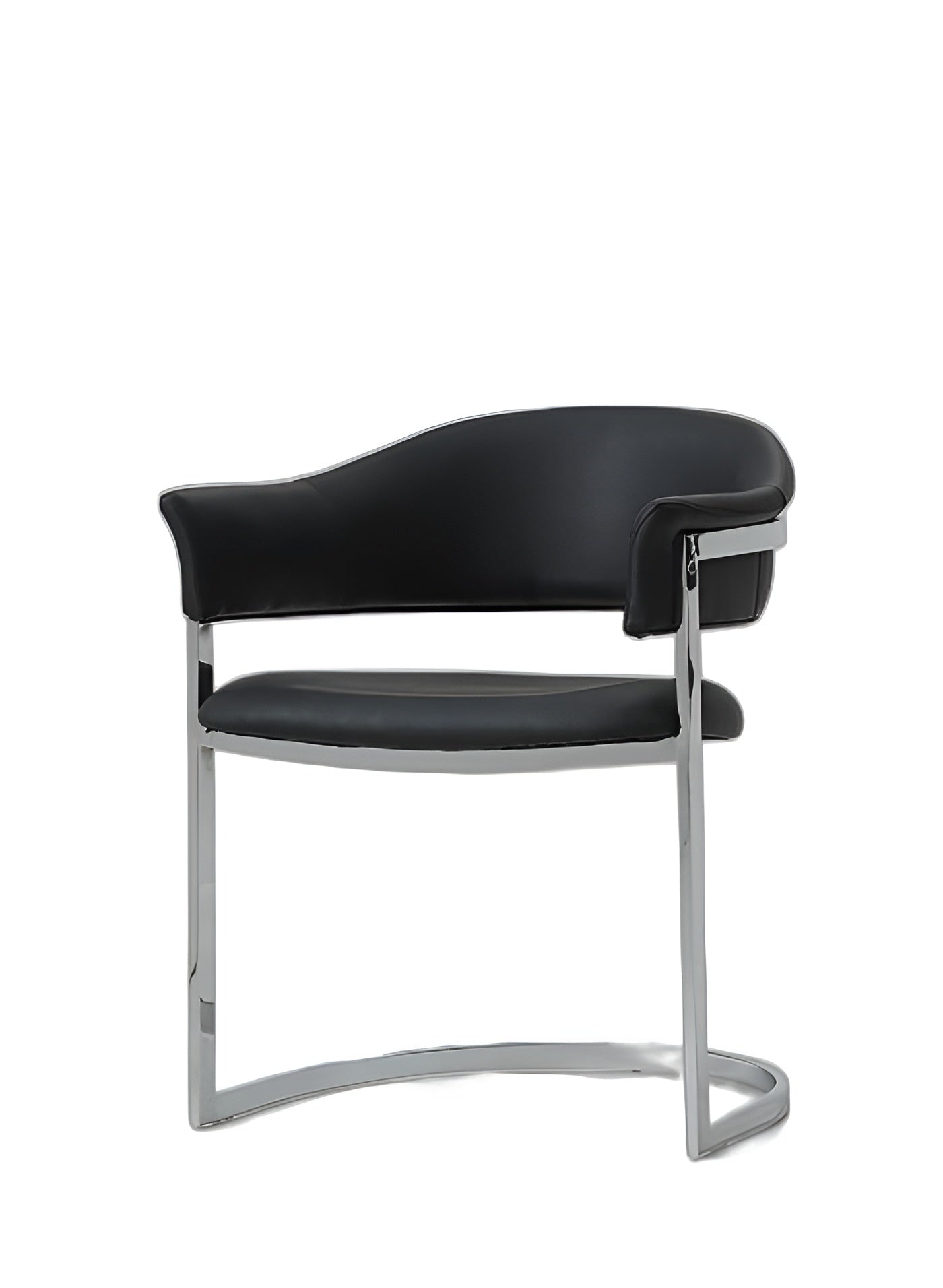 Black And Silver Upholstered Faux Leather Dining Side Chair