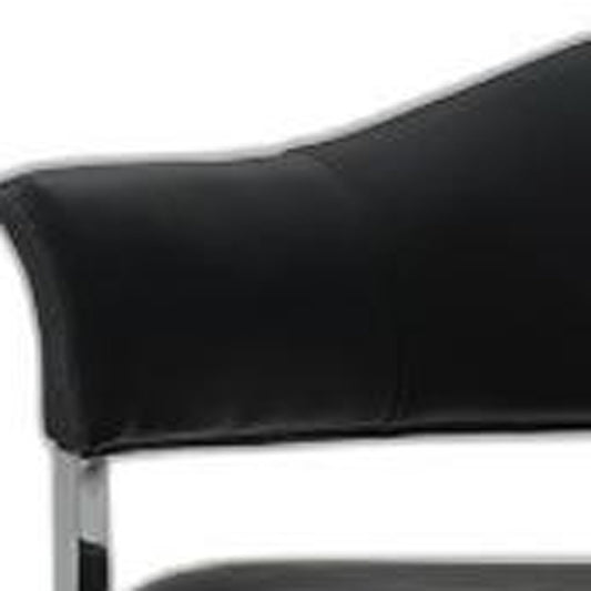 Black And Silver Upholstered Faux Leather Dining Side Chair