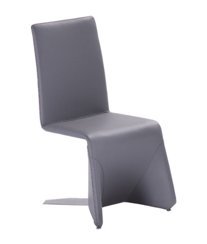 Set of Two Gray Upholstered Faux Leather Dining Side Chairs