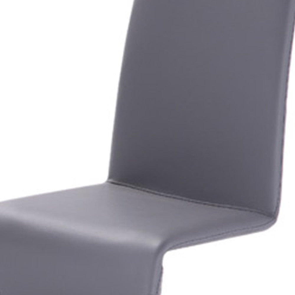 Set of Two Gray Upholstered Faux Leather Dining Side Chairs