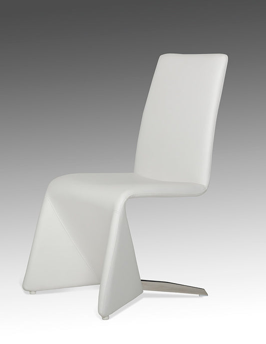 Set of Two White Upholstered Faux Leather Dining Side Chairs