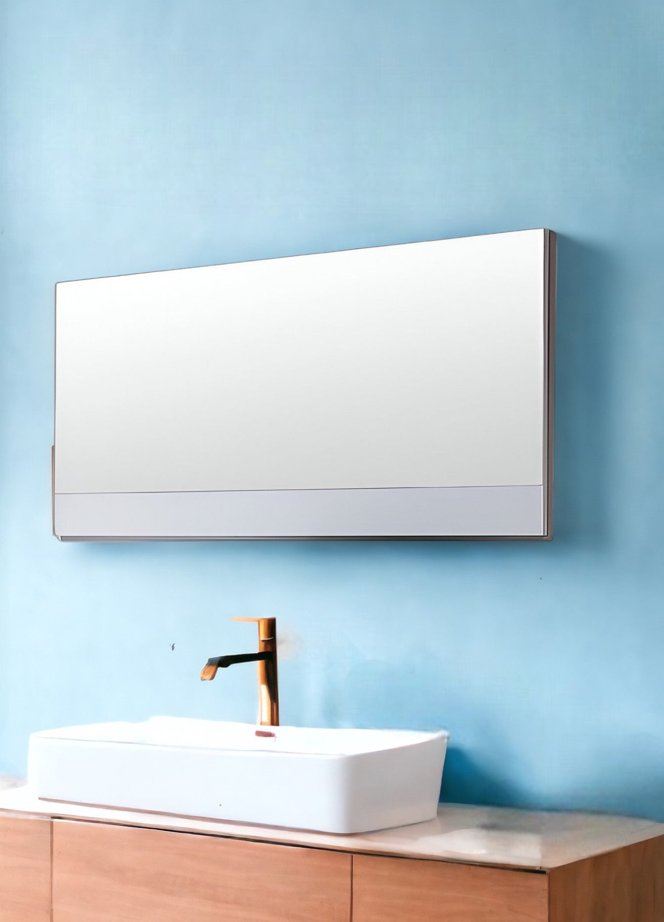 24" White Framed Bathroom Vanity Mirror