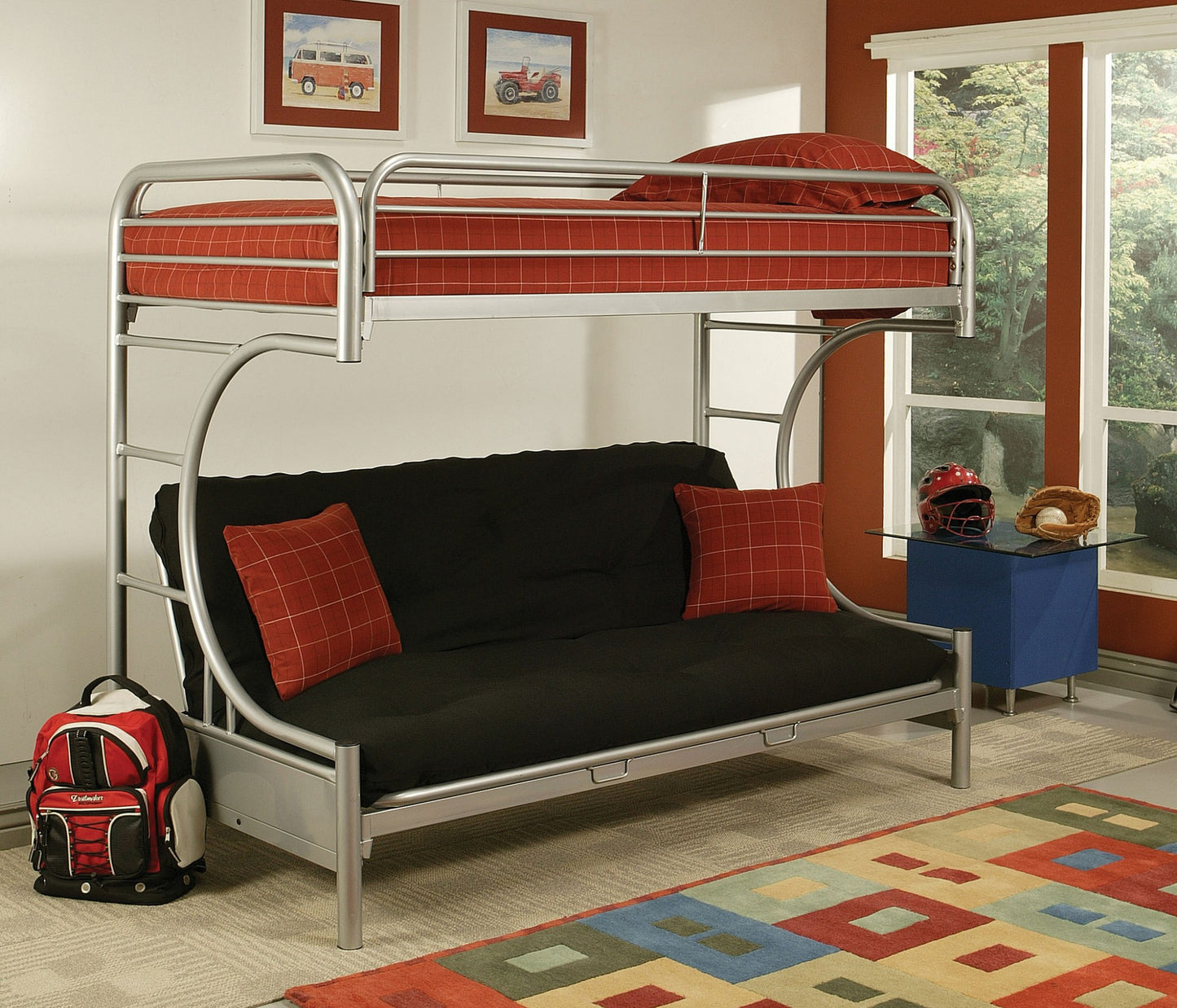 Black Twin Over Full Contemporary Metal Bunk Bed