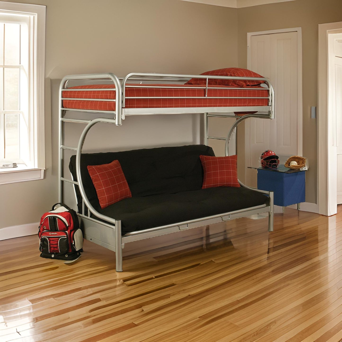 Black Twin Over Full Contemporary Metal Bunk Bed