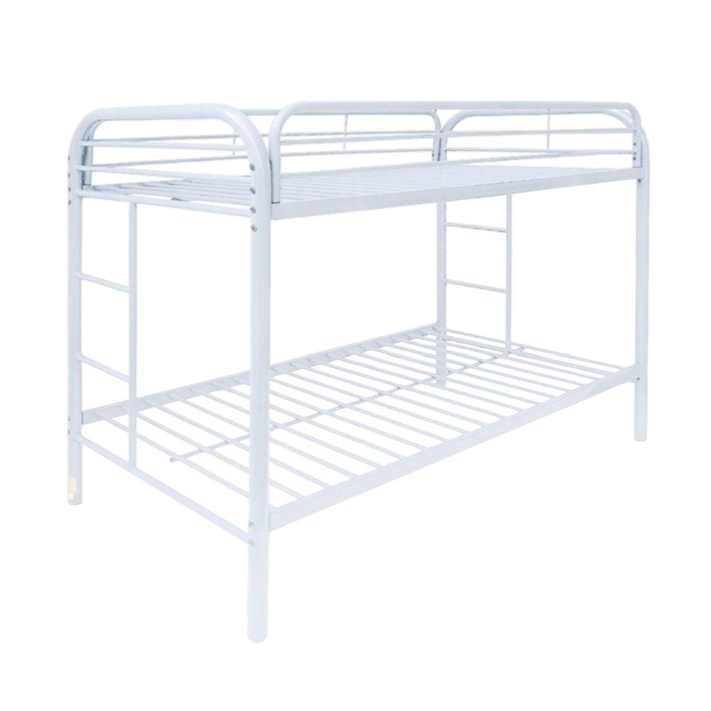 White Twin Over Twin Metal Bunk Bed