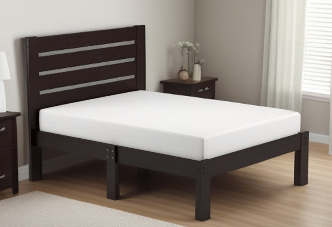 Popular Espresso Queen Size Slat Wood Bed