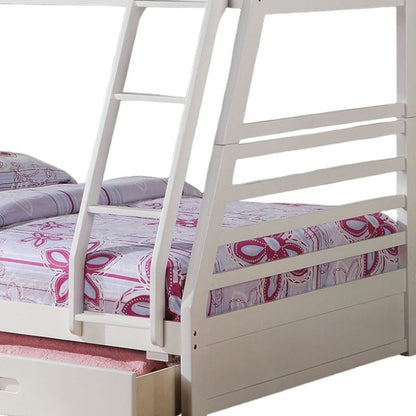 White Twin Over Full Wood Bunk Bed With Storage