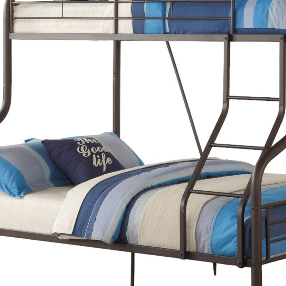 79" X 57" X 63" Twin Over Full Sandy Black Metal Tube Bunk Bed