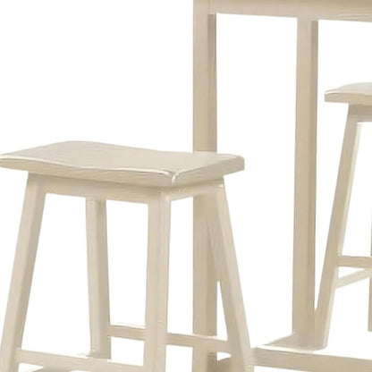 Three Piece Cream Solid Wood Counter Height Bar Table Set