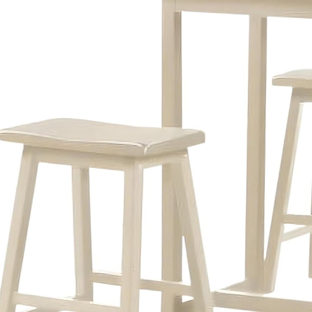 43" Three Piece Beige Solid Wood Rectangular Bar Table