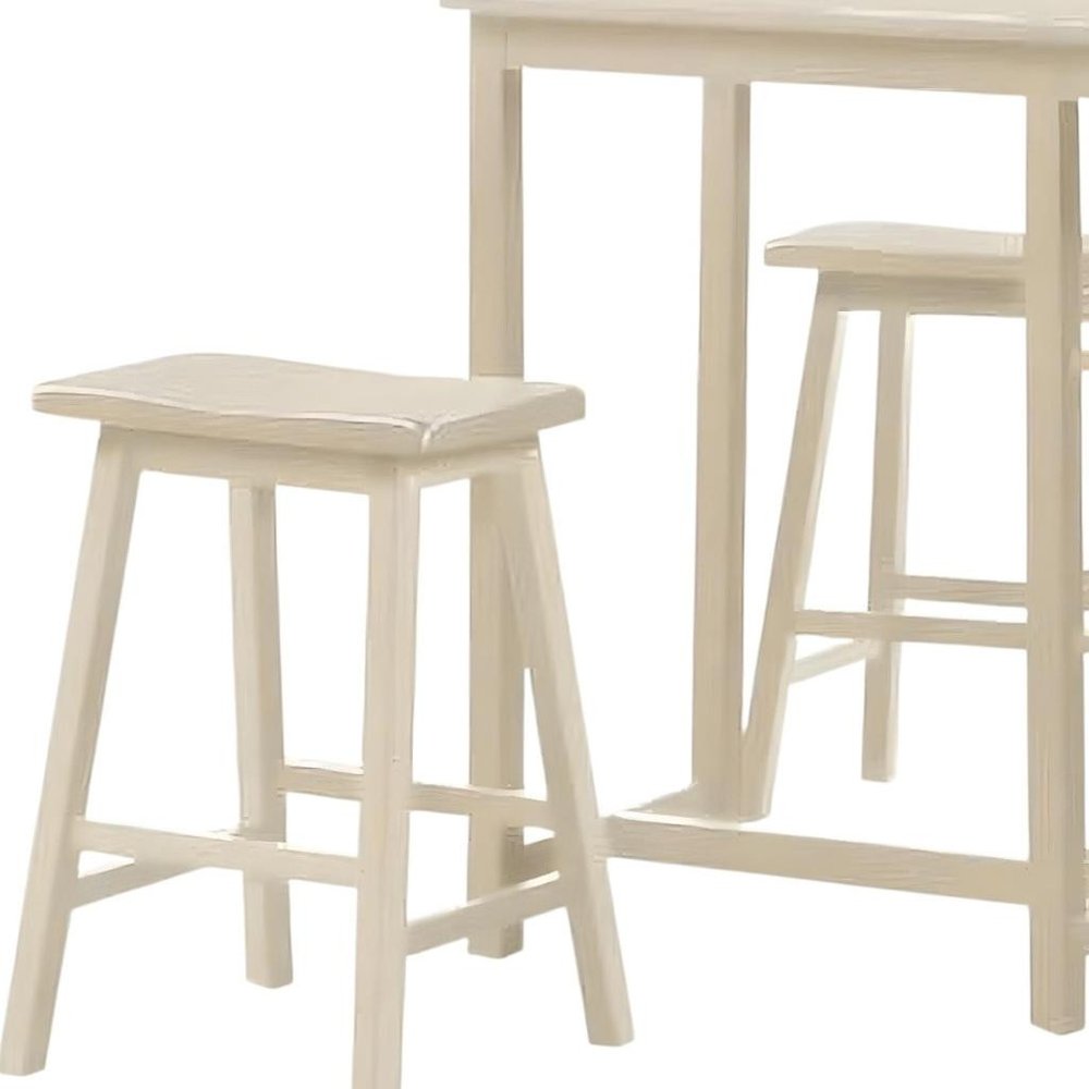 43" Three Piece Beige Solid Wood Rectangular Bar Table