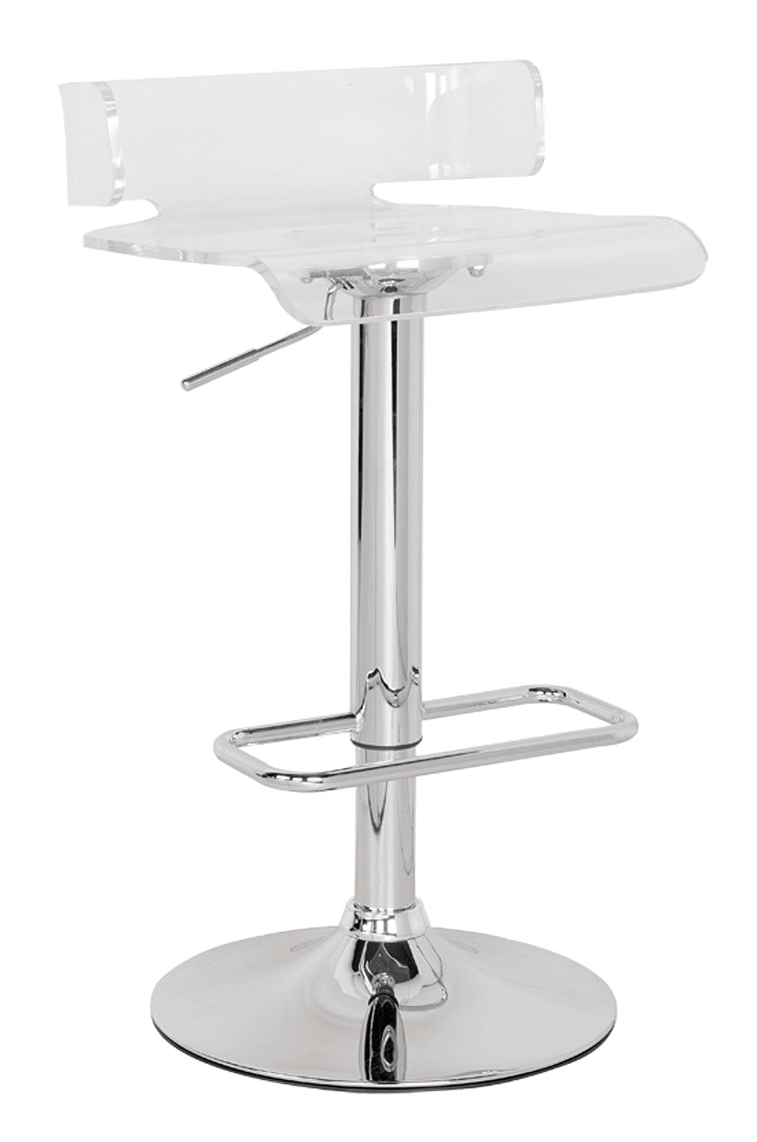 Clear And Silver Metal Low Back Counter Height Bar Chair