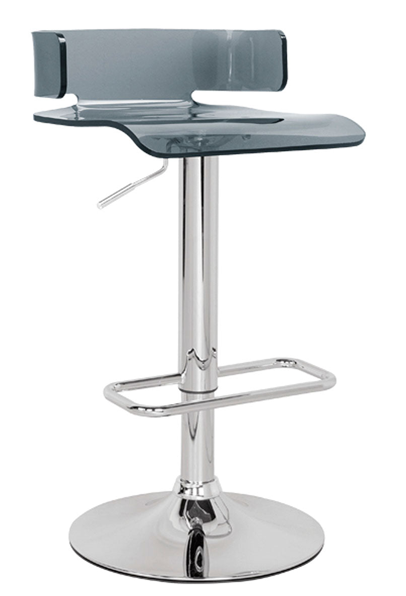 Clear And Silver Metal Low Back Counter Height Bar Chair