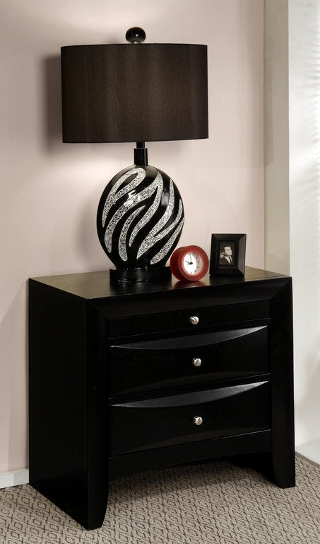 25" Dark Brown Three Drawer Nightstand