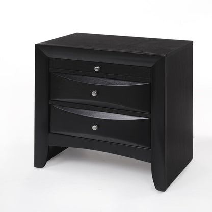 25" Dark Brown Solid Wood Three Drawer Nightstand