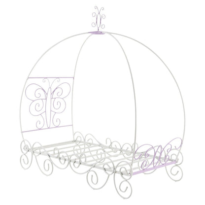 Purple and White Metal Canopy Bed Frame