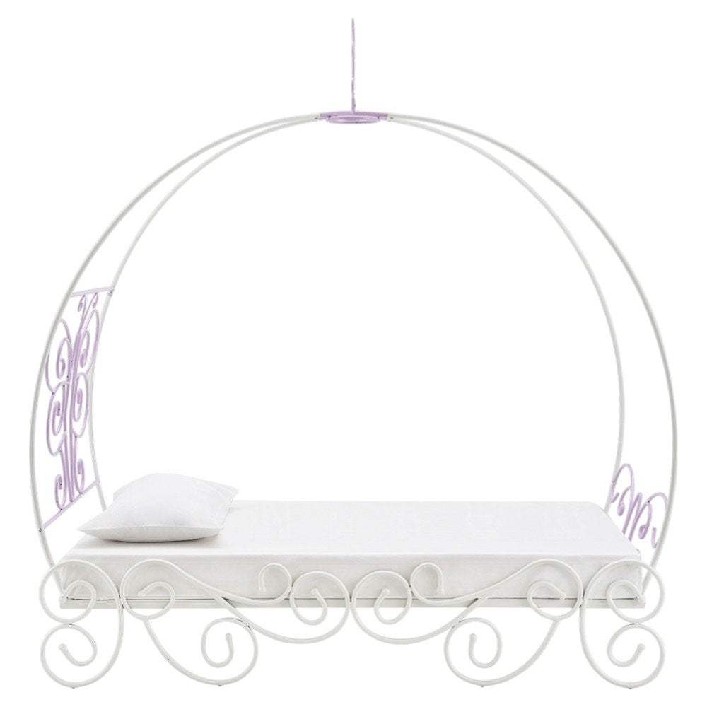 Purple and White Metal Canopy Bed Frame