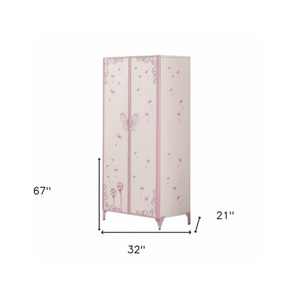 67" Light Purple And White Steel Two Door Combo Dresser