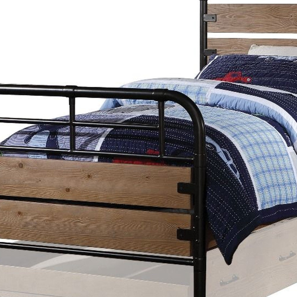 Brown and Black Solid Wood Twin Bed Frame