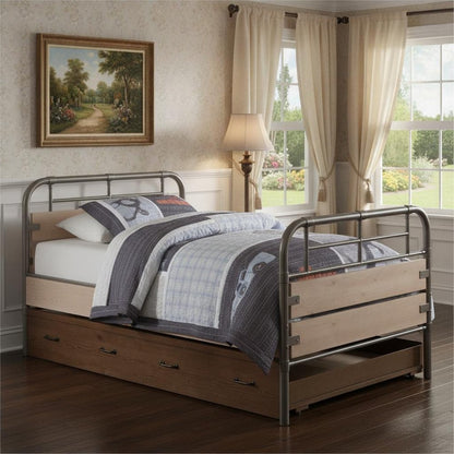 Brown and Black Solid Wood Twin Bed Frame