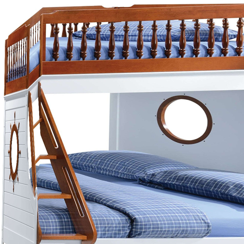 Brown and White Full Coastal Bunk Bed