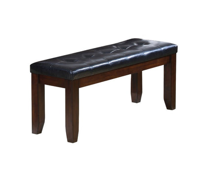 48" Black and Brown Upholstered PU Leather Bench