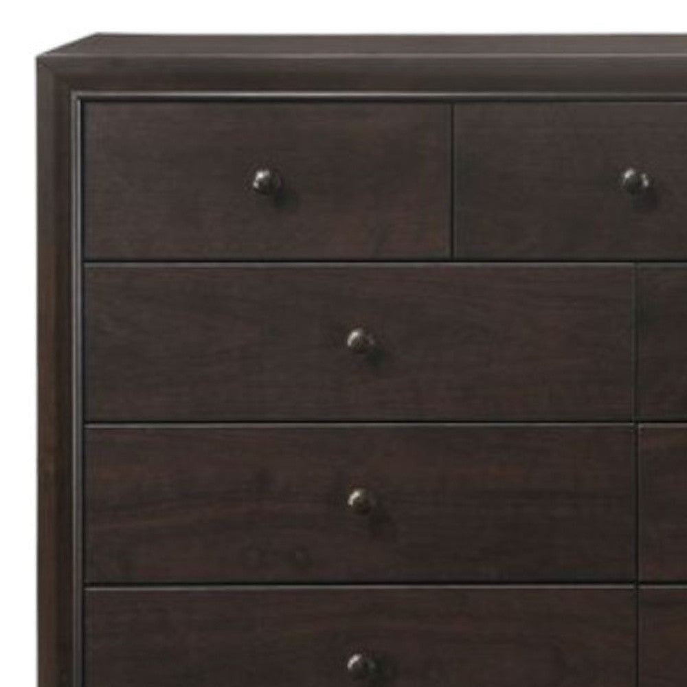 57" Espresso Solid and Manufactured Wood Nine Drawer Double Dresser