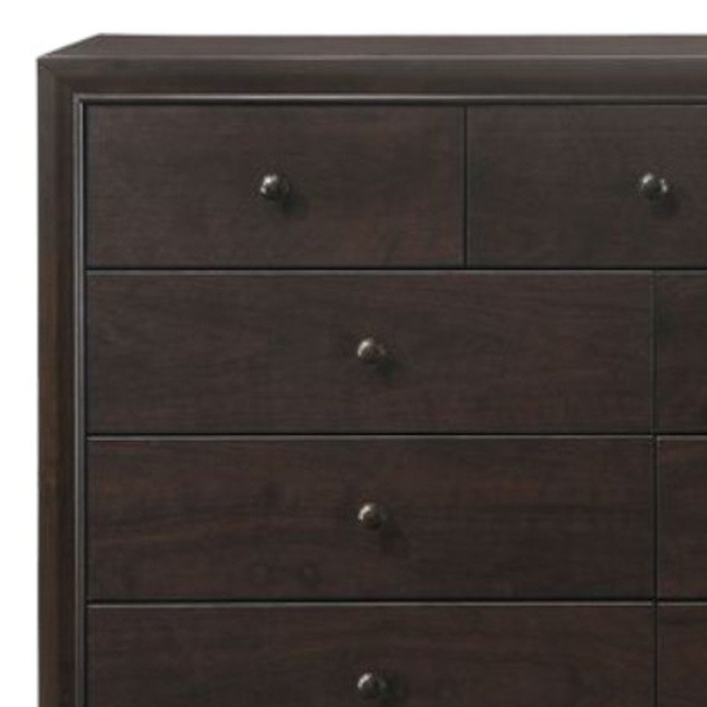57" Espresso Solid and Manufactured Wood Nine Drawer Double Dresser
