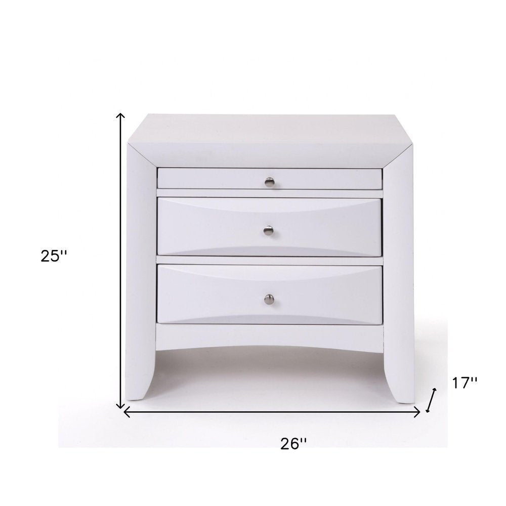 25" Espresso Three Drawers Solid Wood Nightstand