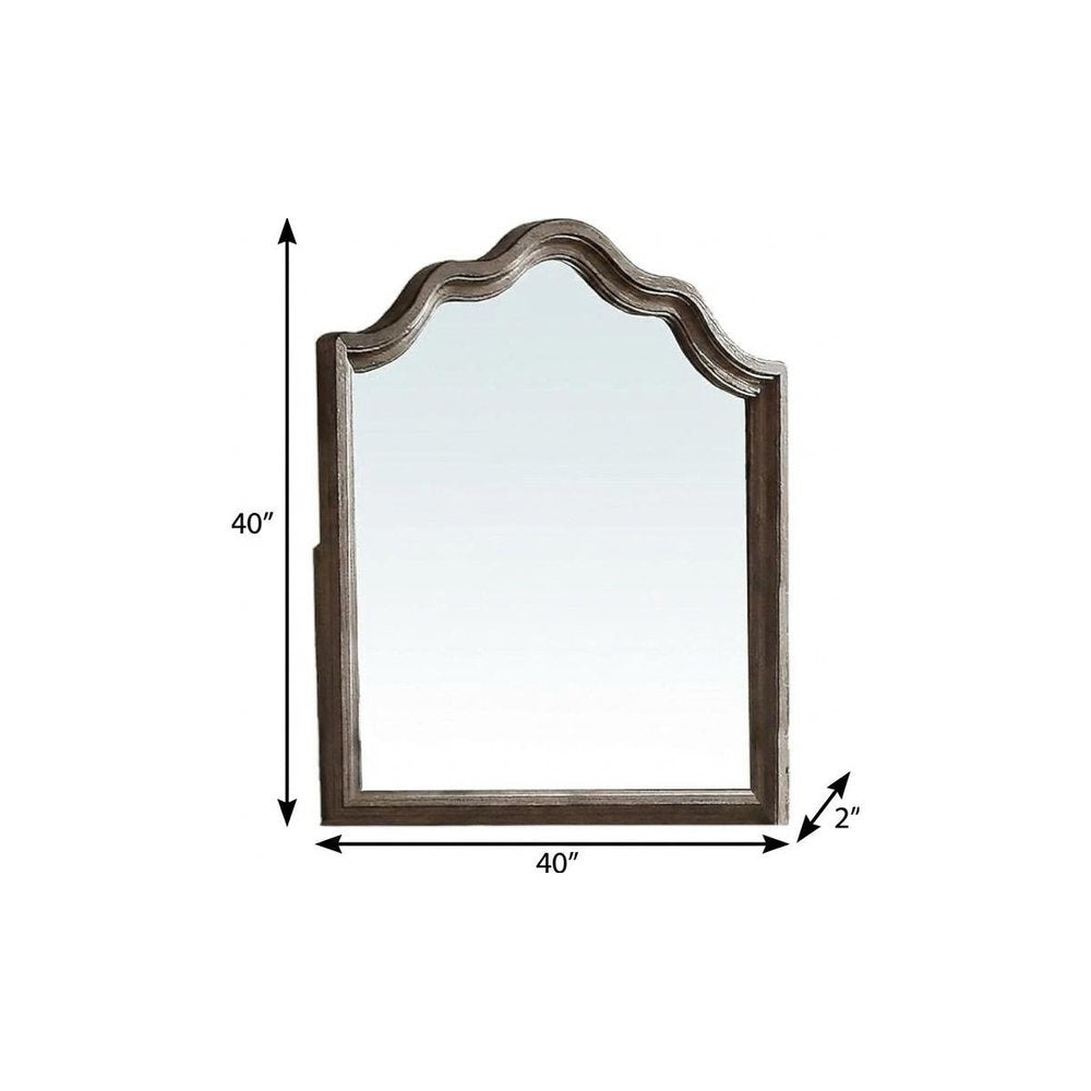 40" Gray Solid Wood Arch Dresser Mount Framed Mirror
