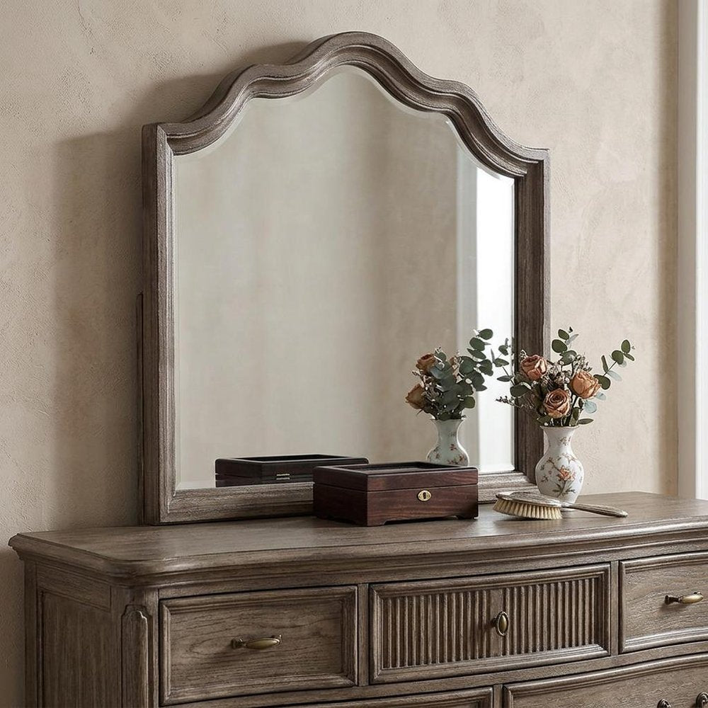 40" Gray Solid Wood Arch Dresser Mount Framed Mirror