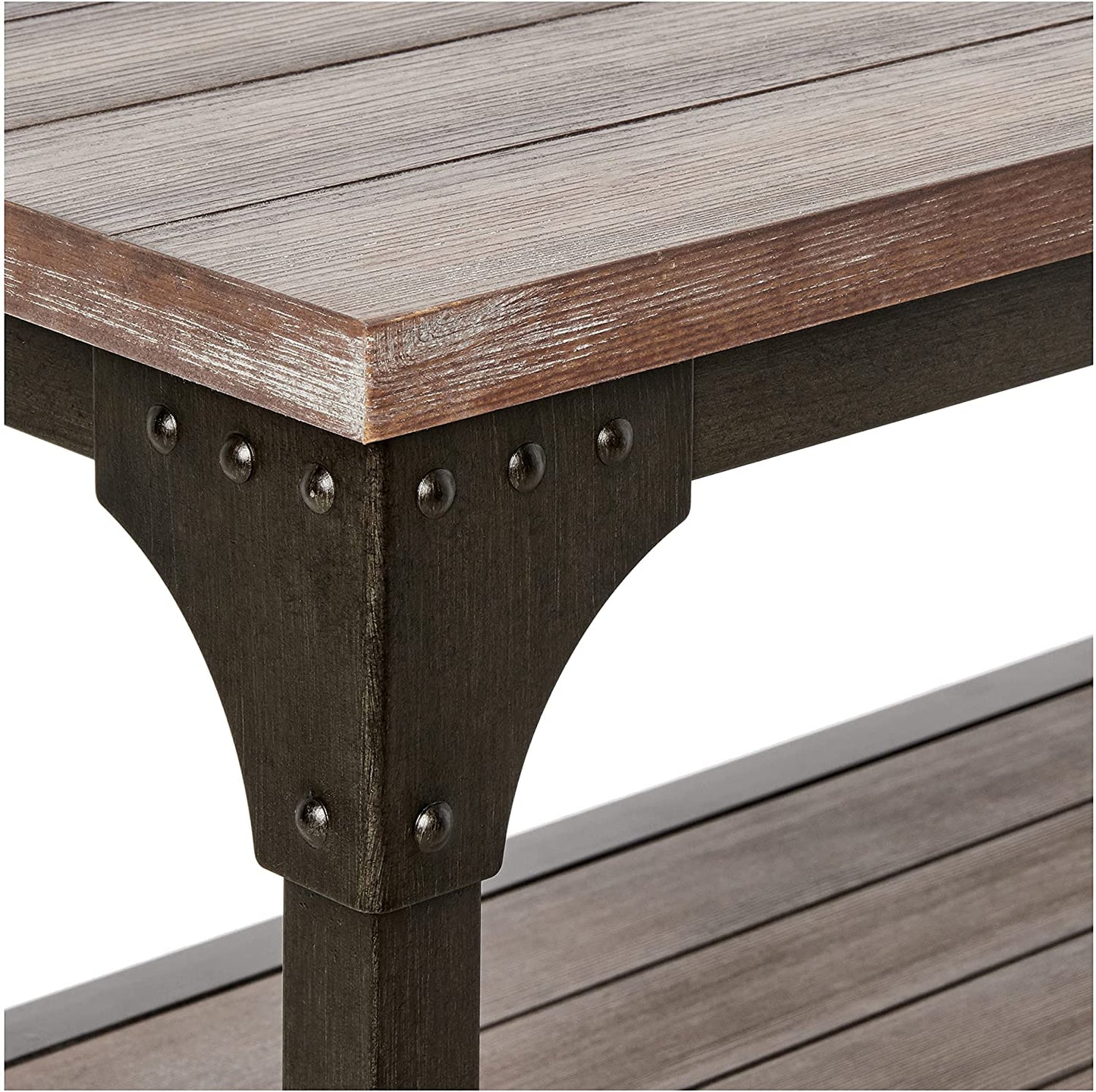 60" Rustic Weathered Oak Console Storage Table