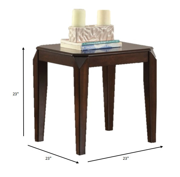 23" Dark Brown Solid Wood End Table