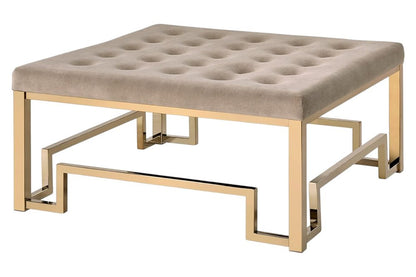 36" Champagne Polyester Tufted Cocktail Ottoman