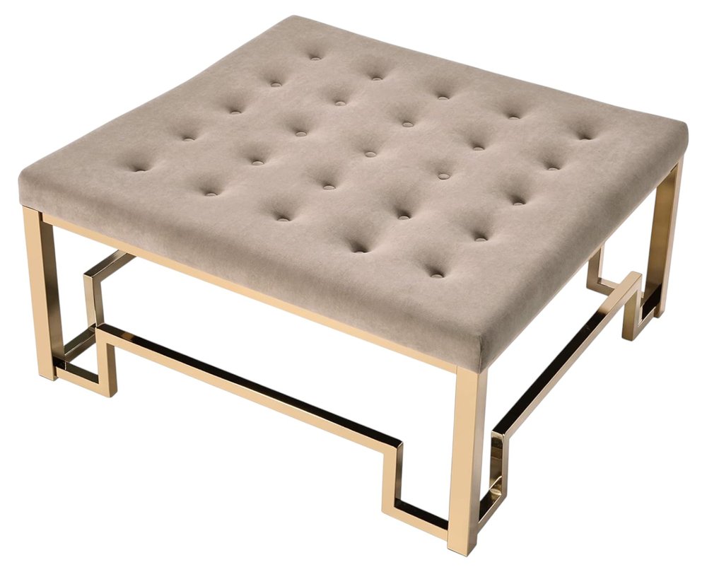 36" Champagne Polyester Tufted Cocktail Ottoman