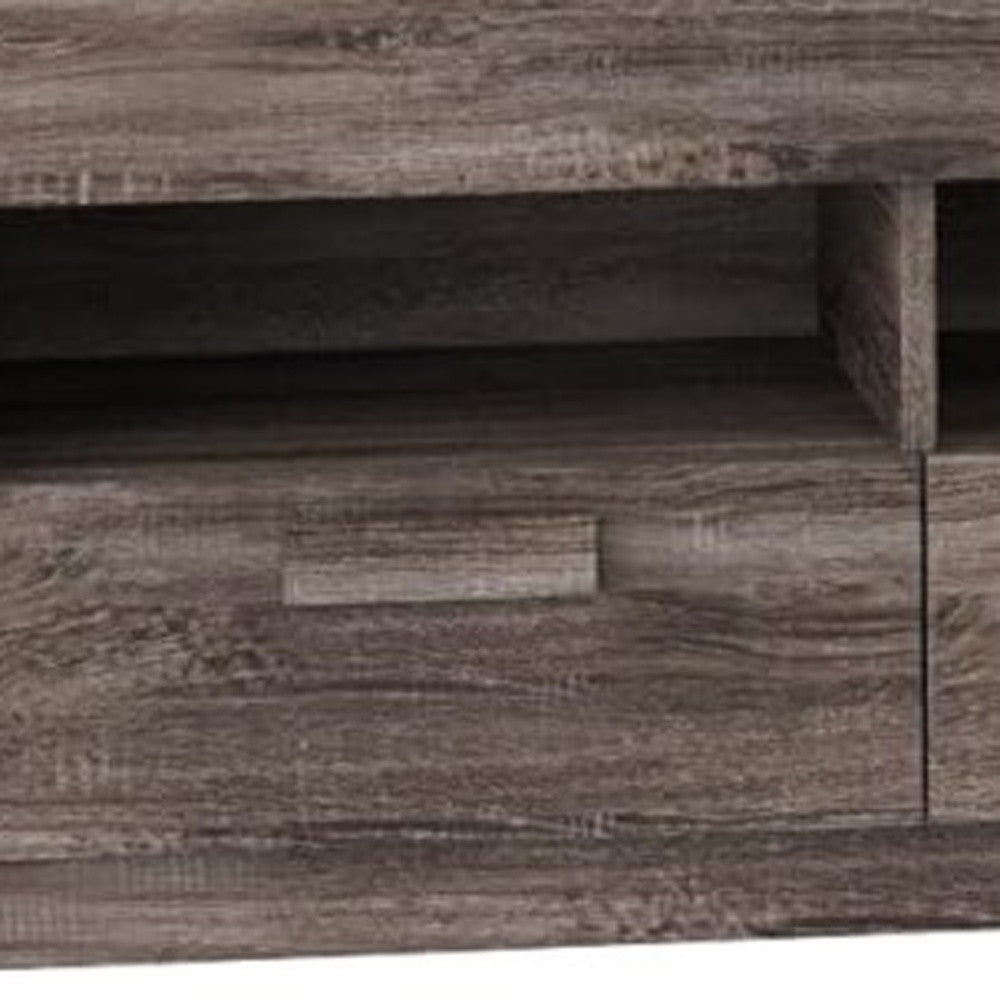 59" X 15" X 19" Rustic Oak Mdf TV Stand