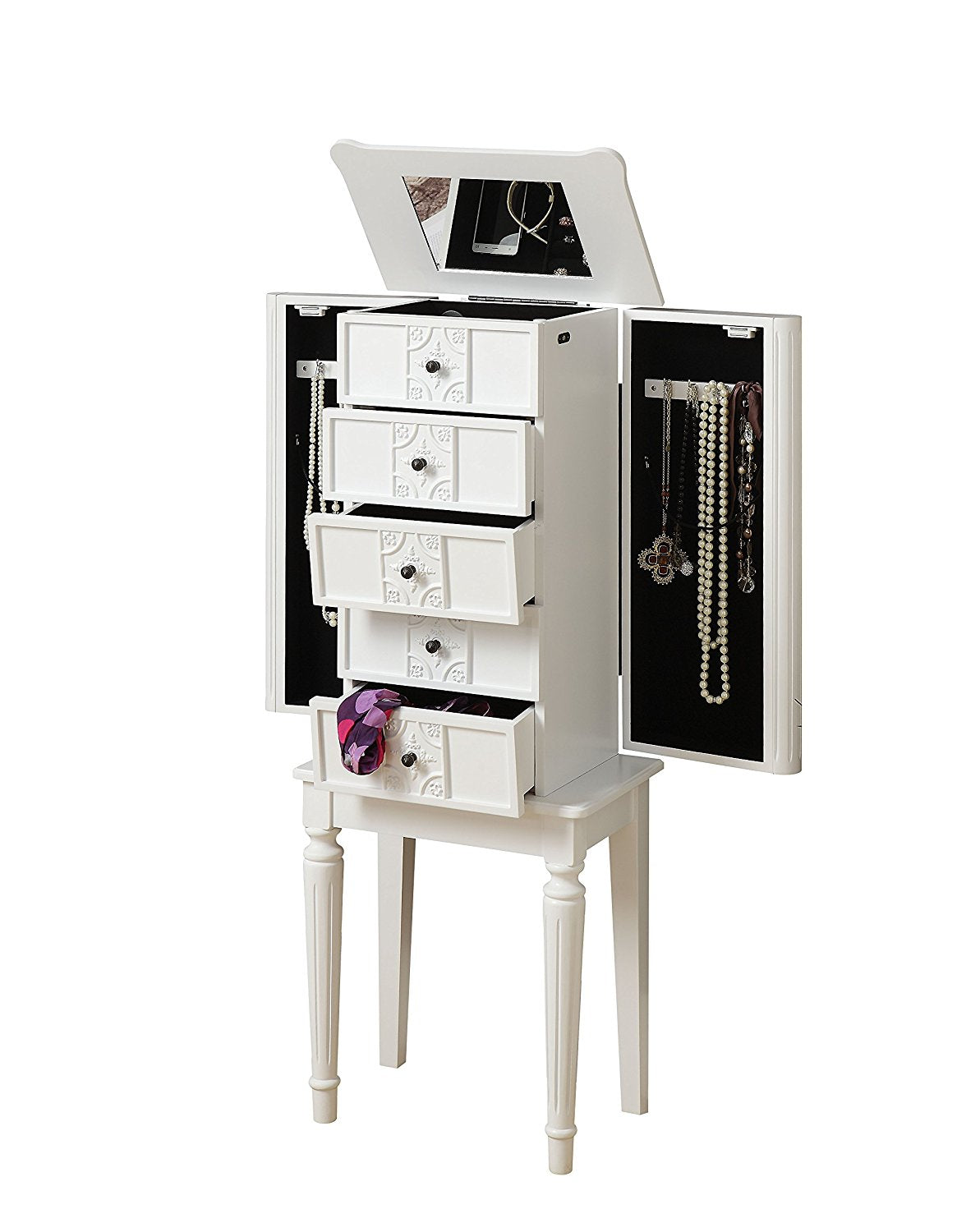 40" Silver 5 Mirrored Nightstand