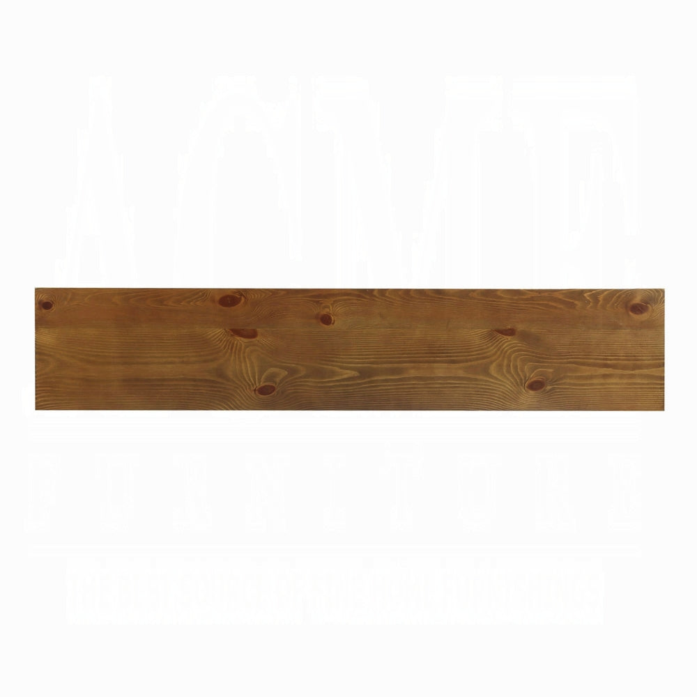 72" Oak Wood Floor Shelf Console Table With Shelves