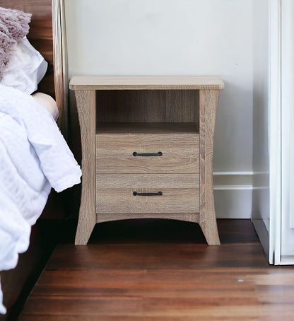 25" White Wood Two Drawer Nightstand