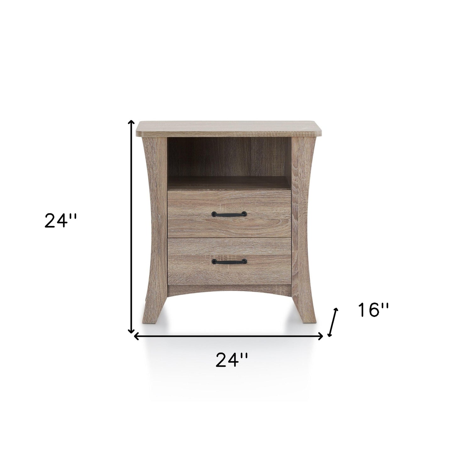 24" Brown Two Drawers Nightstand