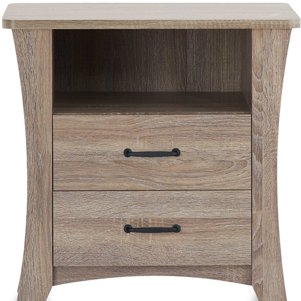 25" White Wood Two Drawer Nightstand