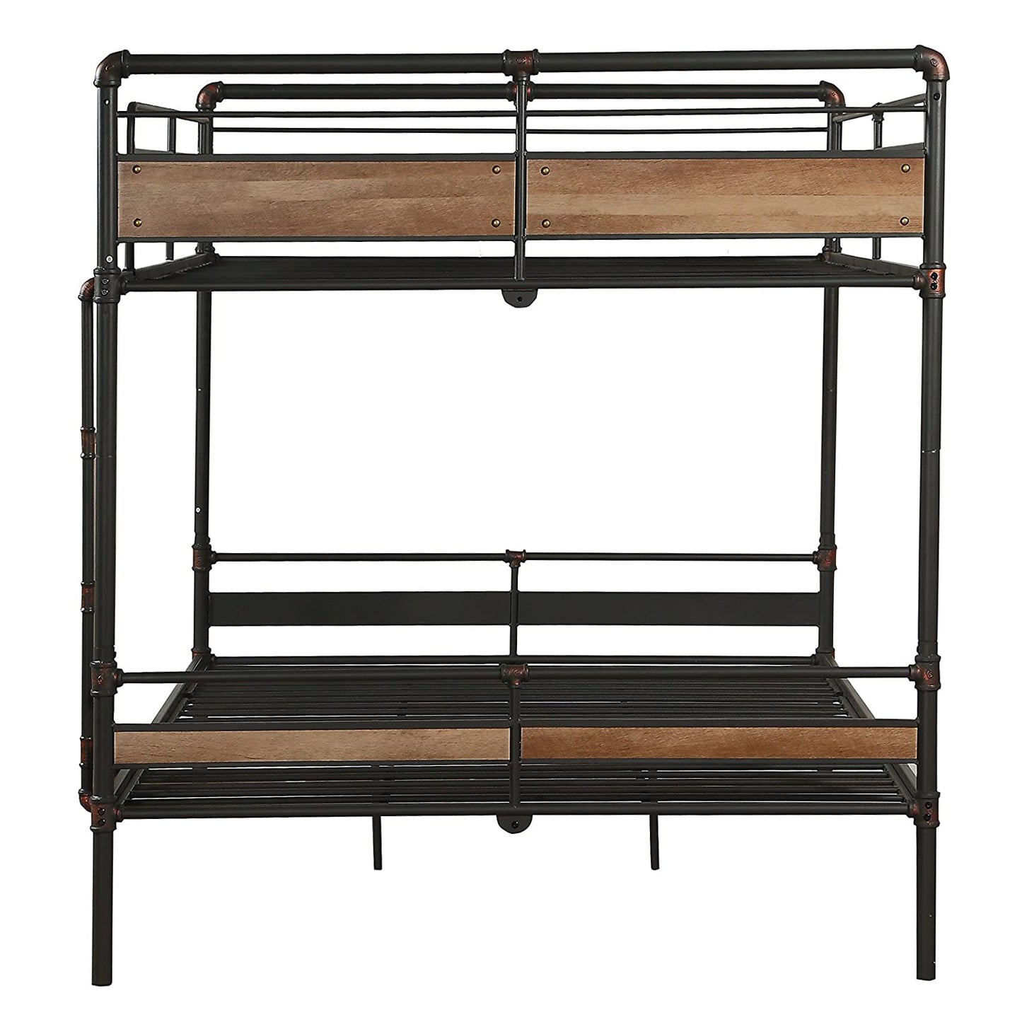 Dark Brown Full Industrial Metal Bunk Bed