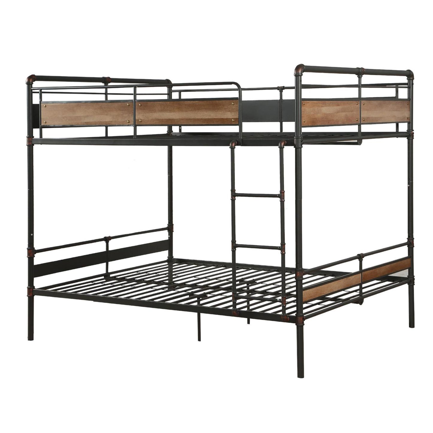 Dark Brown Full Industrial Metal Bunk Bed