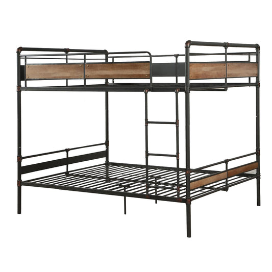 83" X 65" X 68" Sandy Black  Dark Bronze Handbrushed Queen Over Queen Bunk Bed