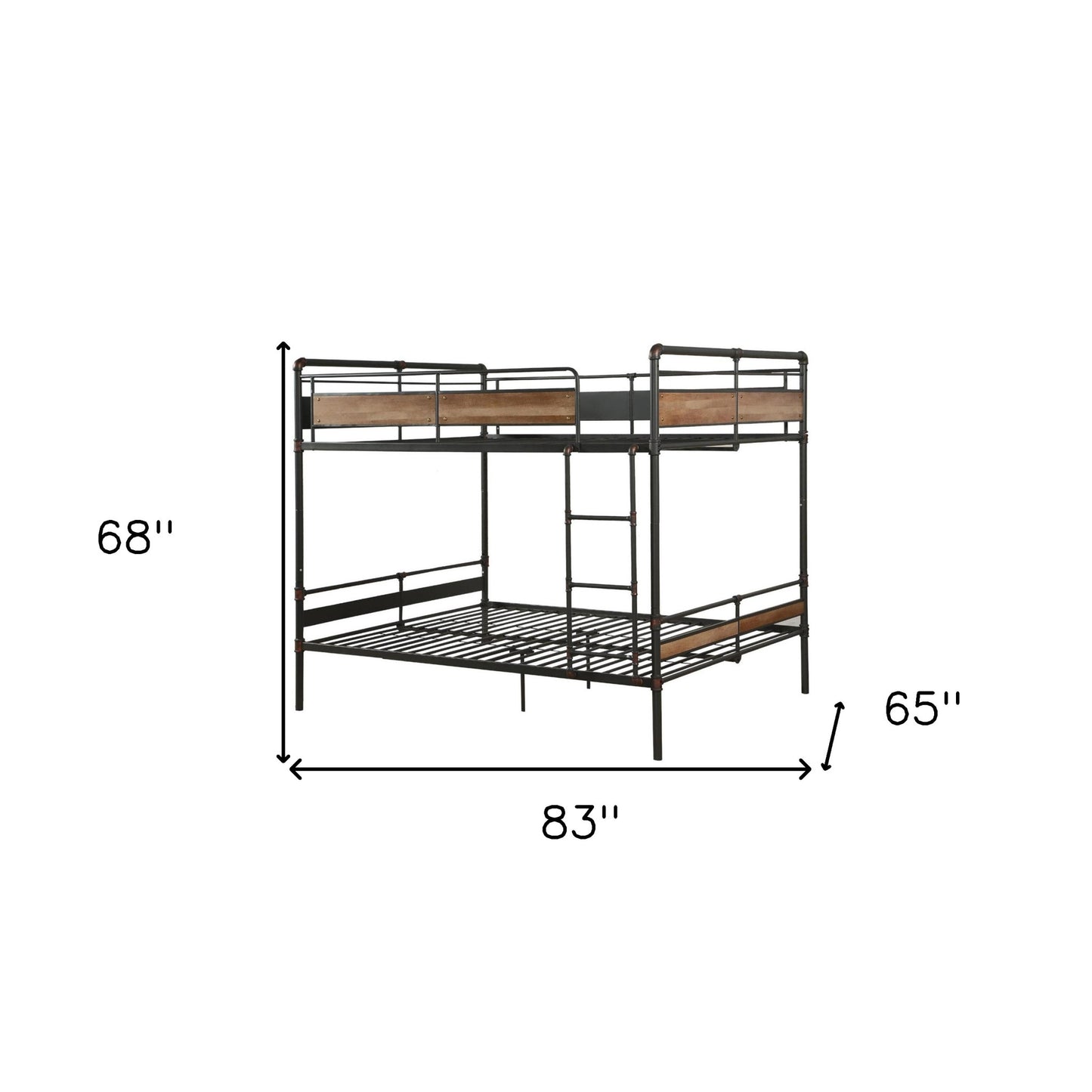 Dark Brown Full Industrial Metal Bunk Bed