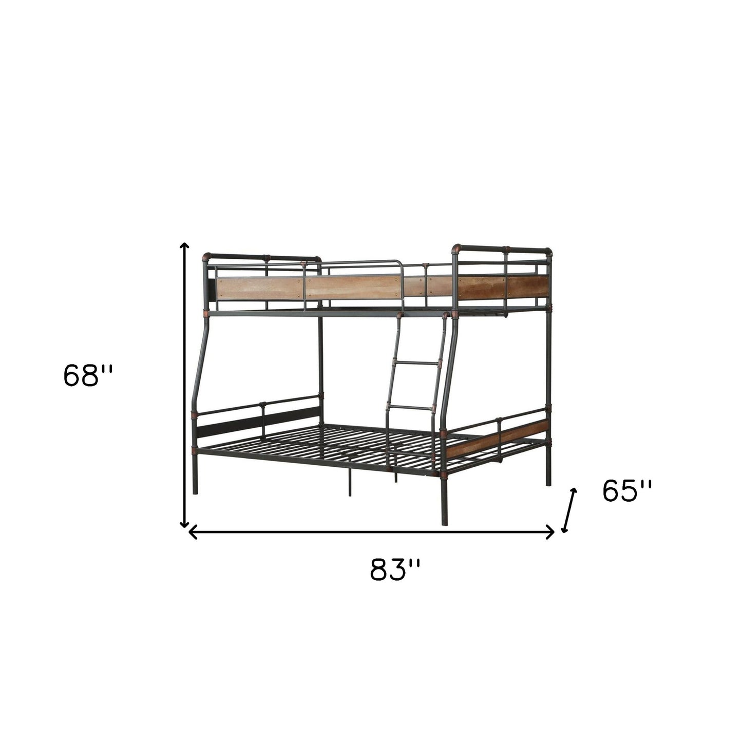 Dark Brown Full Industrial Metal Bunk Bed